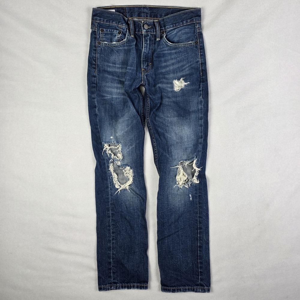 Levis 511 Jeans Mens 29x30 Blue Slim Fit Distressed Fade Grunge Skater Whisker